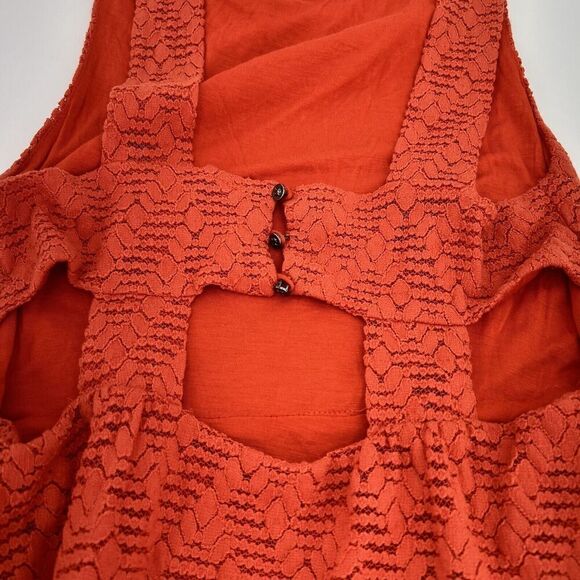 Free People One Wisteria Lattice Orange Lace Dress Size Medium Back Cutouts - Picture 4 of 6